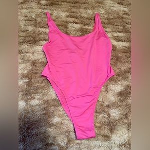SKIMS swim scoop neck one piece in color Taffy.